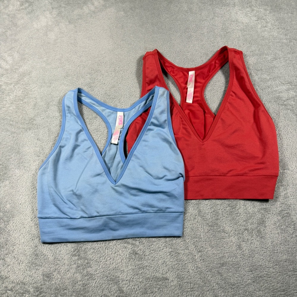 PINK‎ Victoria's Secret Sports Bra Bundle Women XL XXL Blue Red Seamless Ribbed